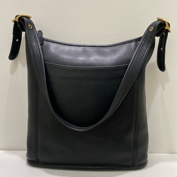 COACH (# 9060) “Legacy Slim Duffle Sac” Black Leather Shoulder Bag